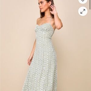 Lulu's Green and White Sleeveless Midi Sundress